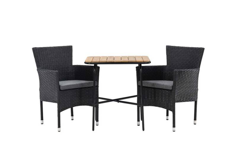 ebuy24 Garten-Essgruppe Holmbeck Gartenset Tisch, 2 Stühle  natur,schwarz. von ebuy24