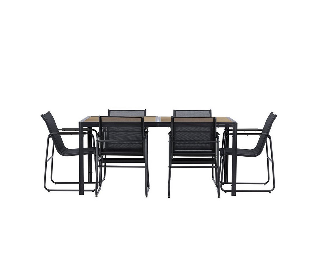 ebuy24 Garten-Essgruppe Lampedusa Gartenset 1 Esstisch, 6 Stühle schwarz., (7-tlg) von ebuy24