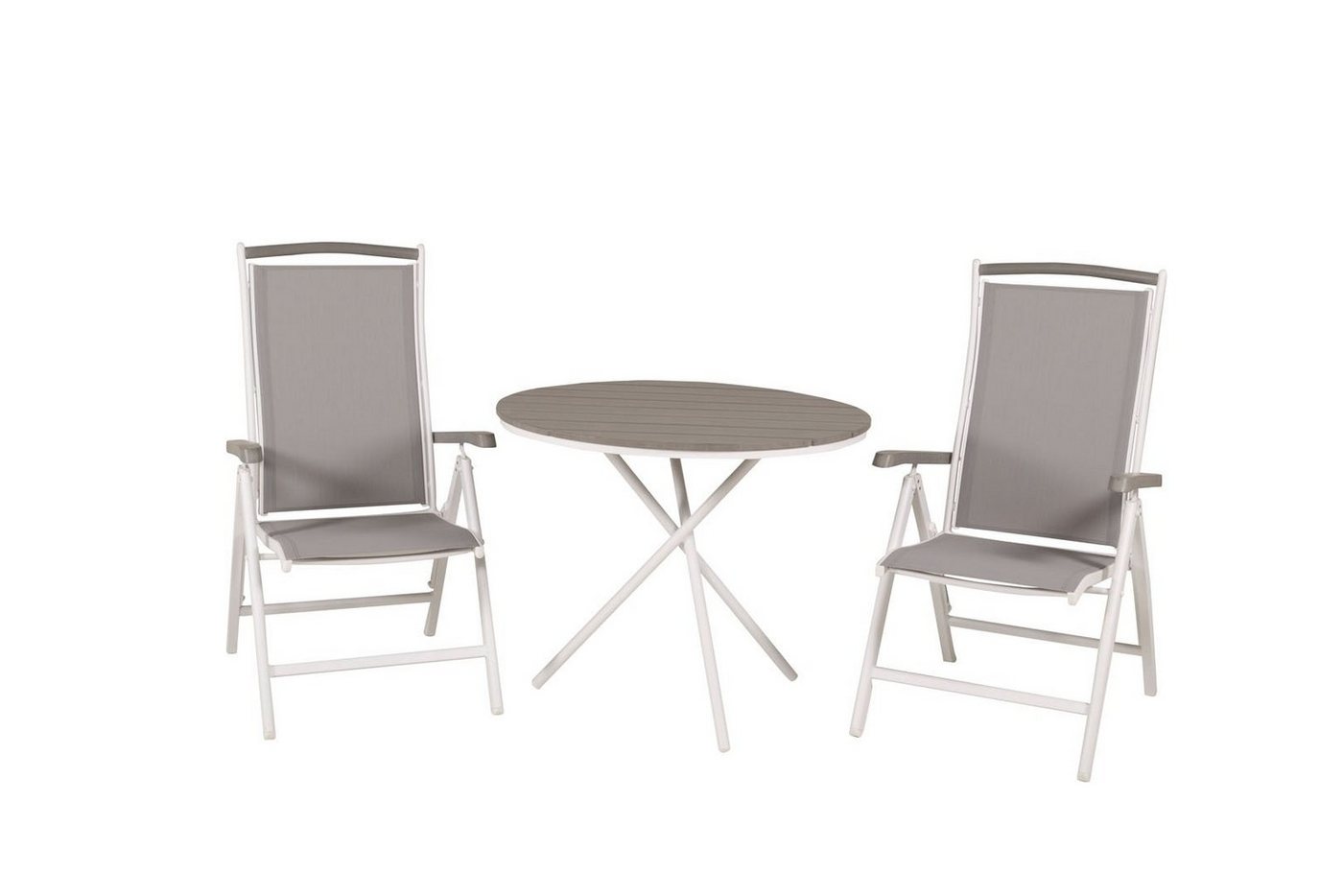 ebuy24 Garten-Essgruppe Parma Gartenset Tisch Ø90cm und 2 Stühle 5pos Alba, (3-tlg) von ebuy24