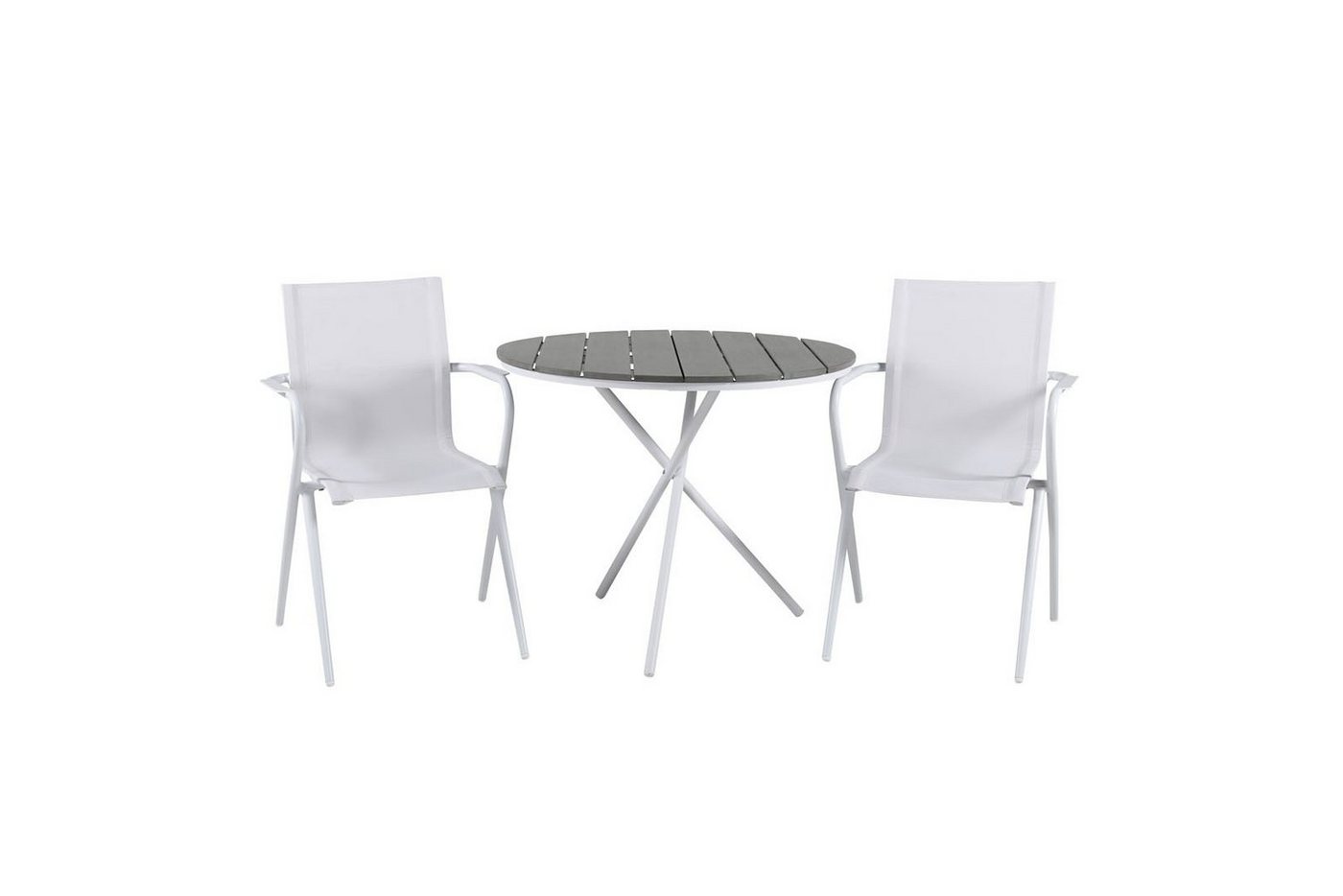 ebuy24 Garten-Essgruppe Parma Gartenset Tisch Ø90cm und 2 Stühle Alina wei von ebuy24