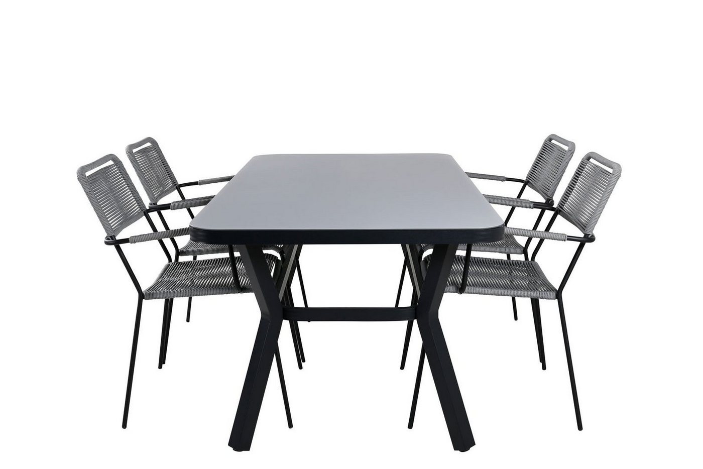 ebuy24 Garten-Essgruppe Virya Gartenset Tisch 90x160cm und 4 Stühle Armleh, (4-tlg) von ebuy24