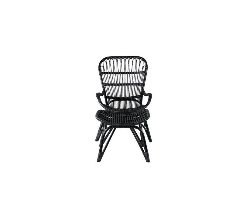 ebuy24 Gartenlounge-Set Ella Loungesessel mit Fußhocker schwarz. von ebuy24