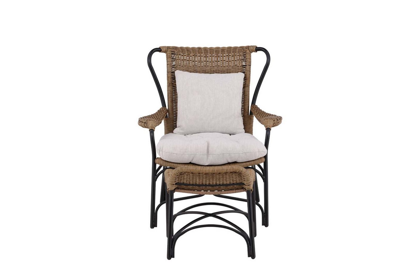 ebuy24 Gartenlounge-Set Loreto Sessel mit Gartenkissen mit Hocker schwarz. von ebuy24