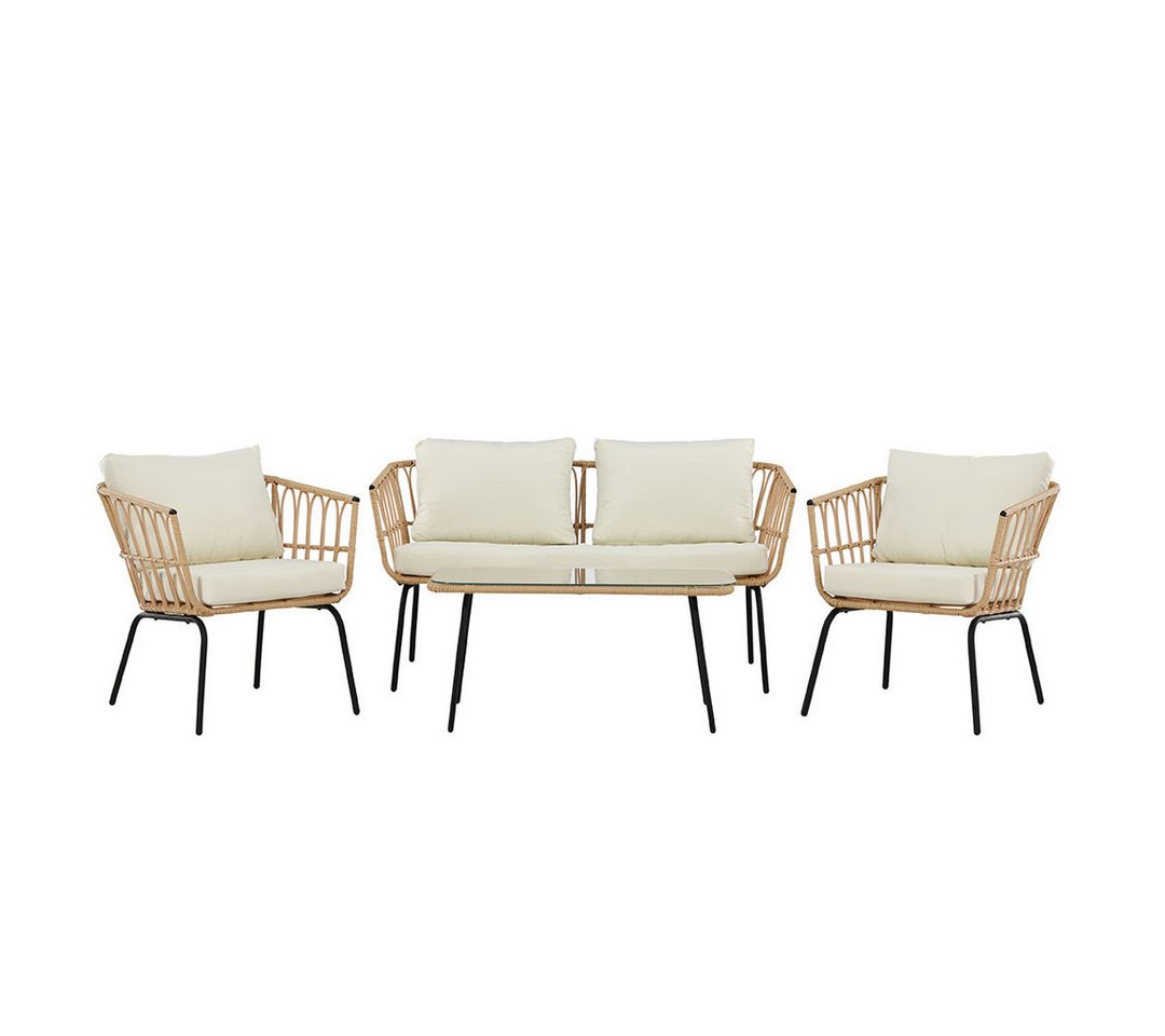 ebuy24 Gartenlounge-Set Ortigia Loungeset 1 Sofa, 2 Stühle, 1 Couchtisch n, (4-tlg) von ebuy24