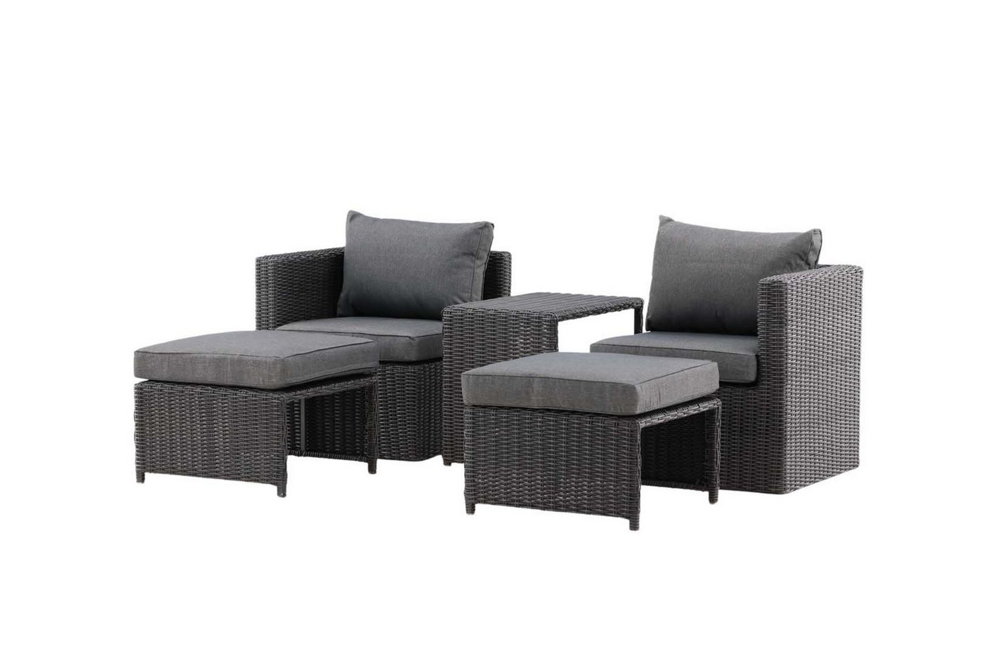 ebuy24 Gartenlounge-Set Quad Lounge-Set 5 Teile schwarz. von ebuy24