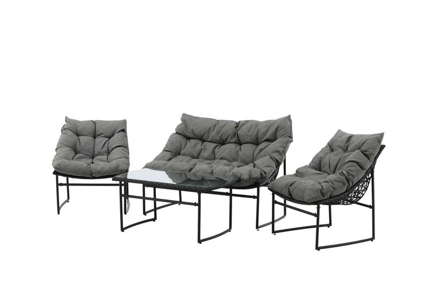 ebuy24 Gartenlounge-Set Tina Lounge-Set 4 Teile schwarz. von ebuy24