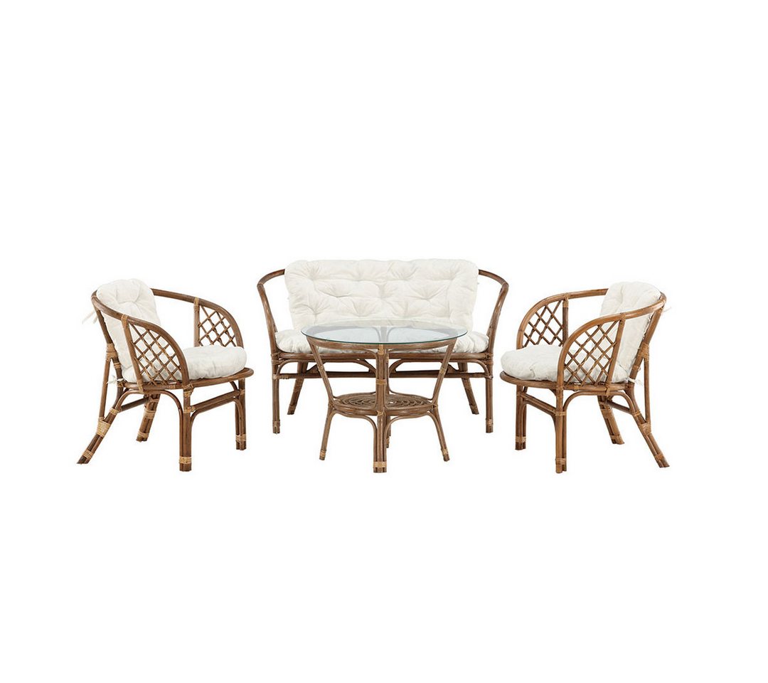 ebuy24 Gartenlounge-Set Wera Loungeset 1 Sofa, 2 Stühle, 1 Tisch Walnuss-D, (4-tlg) von ebuy24