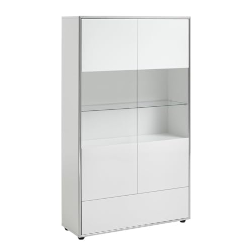ebuy24 Kenan Vitrine 2 Türen, 1 Schublade weiß Hochglanz lackiert von ebuy24