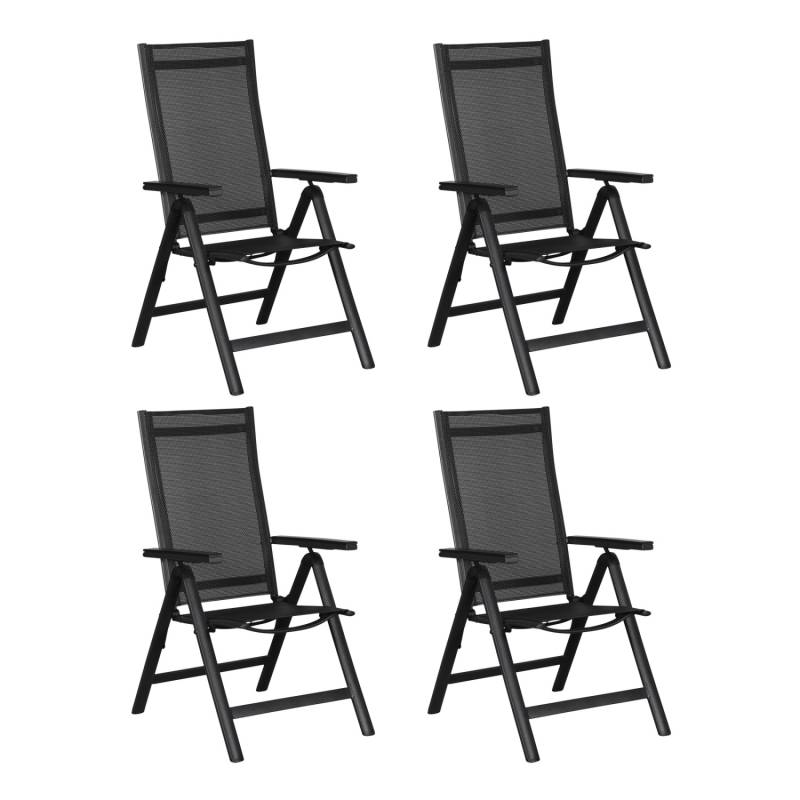 ebuy24 Kenny 4 x Gartenstuhl Justierbarer Rücken 6 Positionen Schwarz Schwarz von ebuy24