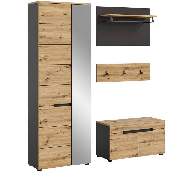 ebuy24 Kleiderschrank Canu Garderobenmöbel Set Eiche Dekor. (3-St) von ebuy24