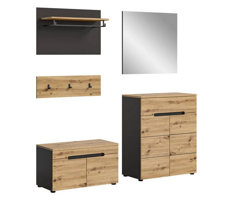 ebuy24 Kleiderschrank Canu Garderobenmöbel Set Eiche Dekor. (4-St) von ebuy24