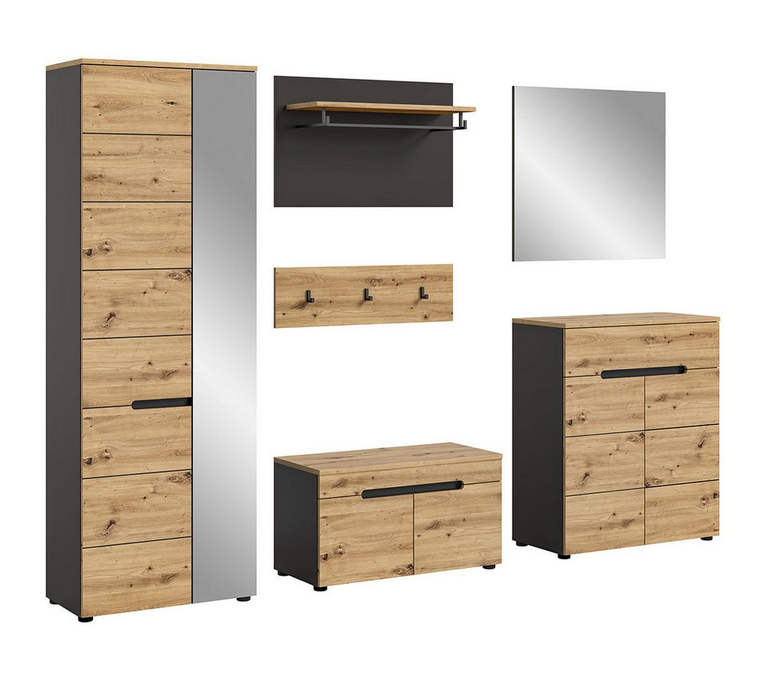 ebuy24 Kleiderschrank Canu Garderobenmöbel Set Eiche Dekor. (5-St) von ebuy24
