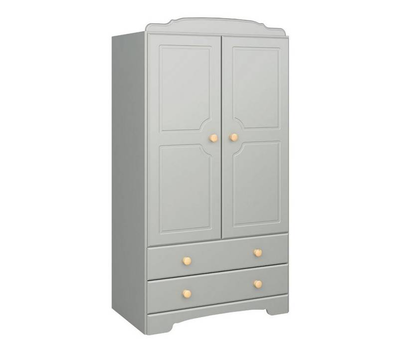 ebuy24 Kleiderschrank Nilon Kleiderschrank 2 Türen 2 Schubladen grau, go von ebuy24