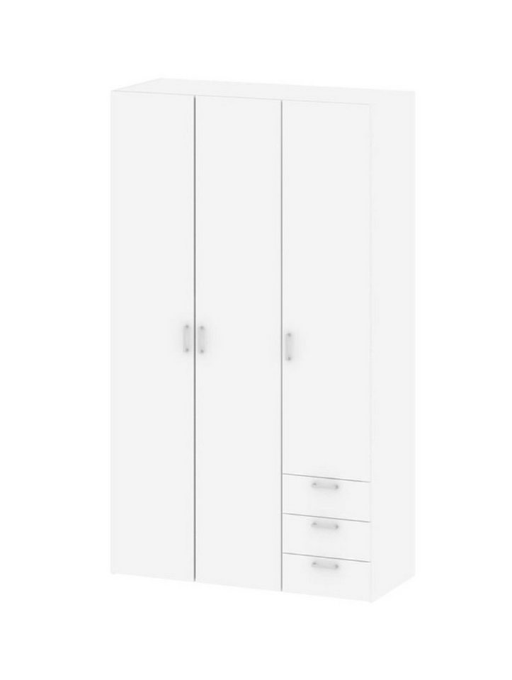 ebuy24 Kleiderschrank Spell Kleiderschrank 3 Türen, 3 Schubladen weiss. von ebuy24