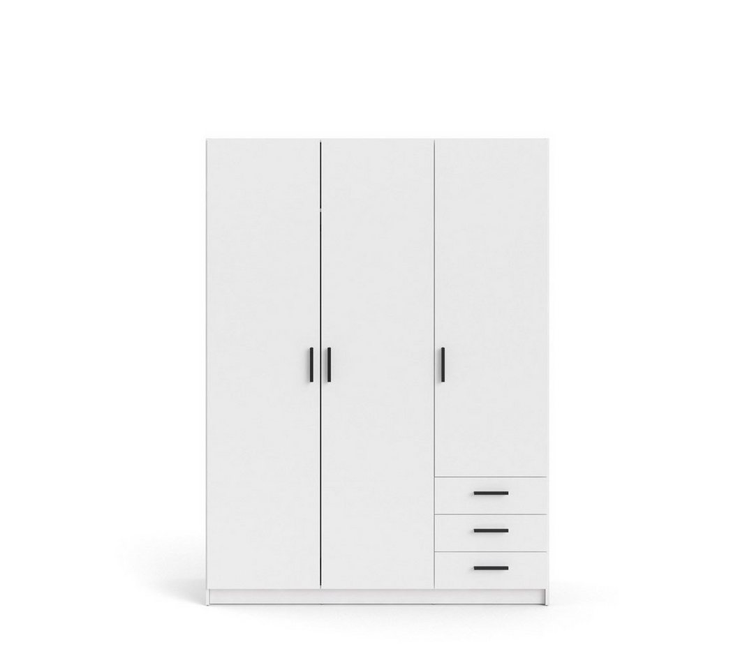 ebuy24 Kleiderschrank Spell Kleiderschrank 3 Türen und 3 Schubladen weiß von ebuy24