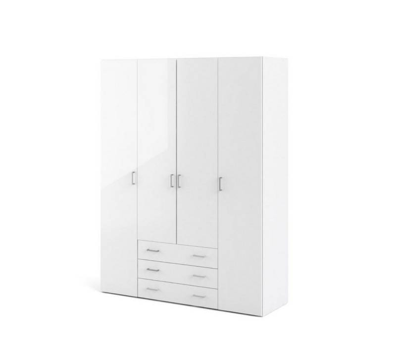 ebuy24 Kleiderschrank Spell Kleiderschrank 4 Türen, 3 Schubladen weiss von ebuy24