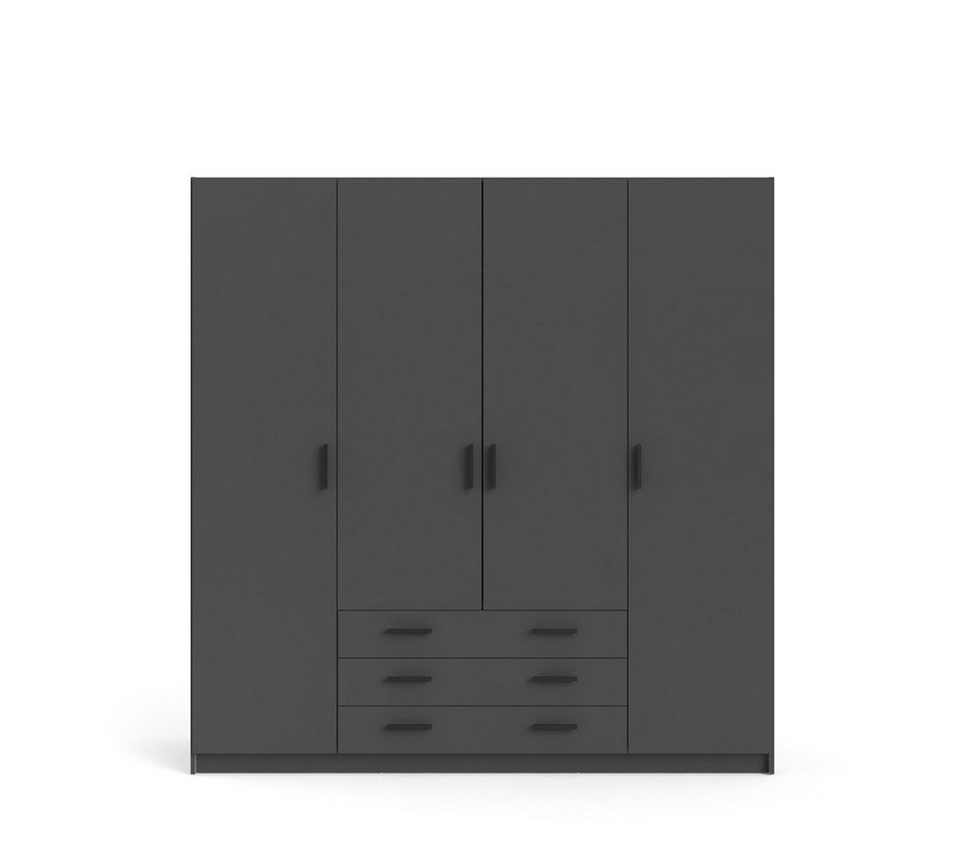 ebuy24 Kleiderschrank Spell Kleiderschrank B183 cm 4 Türen und 3 Schubla von ebuy24