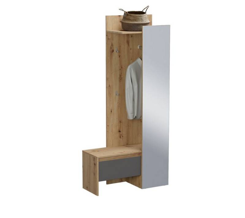 ebuy24 Kleiderschrank Torino Garderobenaufstellung 3 Kleiderhaken Eiche von ebuy24