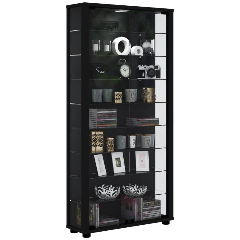 ebuy24 Lumo Maxi Vitrinenschrank mit LED-Licht 8 Glasböden Schwarz von ebuy24