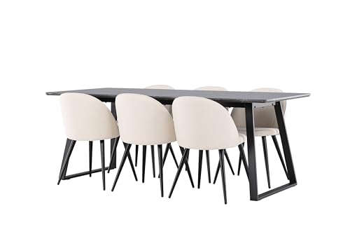 ebuy24 Malaga Essgruppe mit Esstisch und Stühlen (Tisch = Dunkel grau I Stühle = Samt beige) von ebuy24