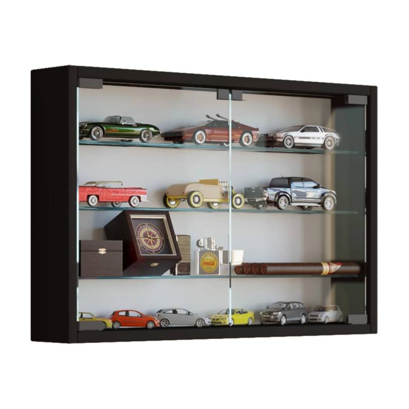 ebuy24 Mandosa M Vitrinenschrank an der Wand Montierte 2 Glastüren Schwarz von ebuy24