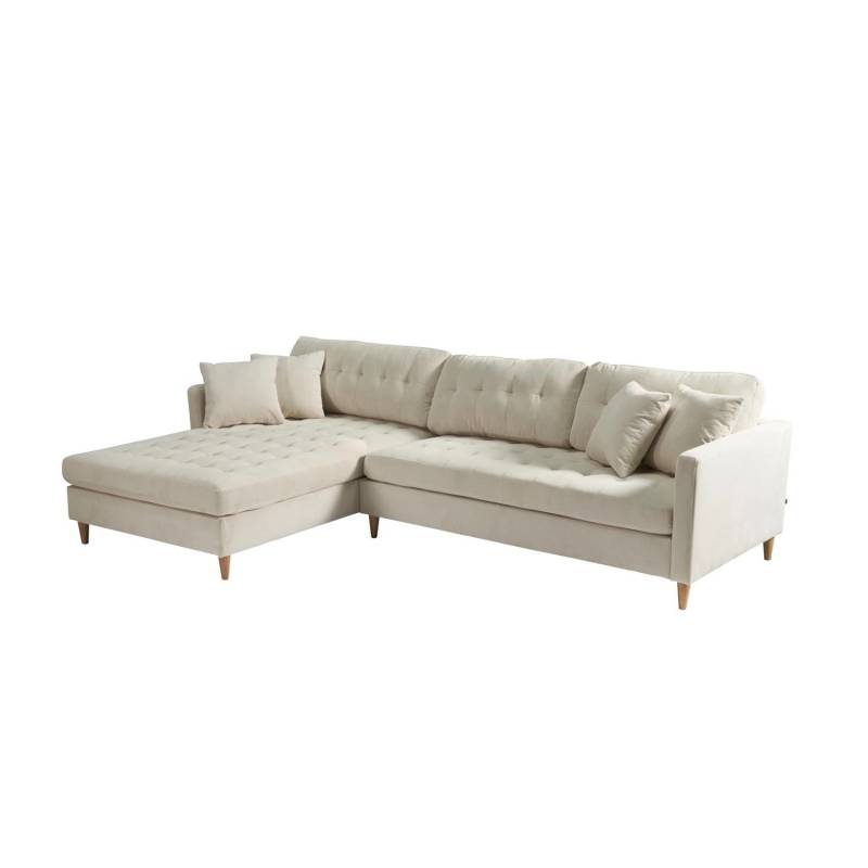 ebuy24 Marino Deluxe Chaiselongsofa Rechts oder Links Gewendet mit Kissen Samt Sandfarben von ebuy24