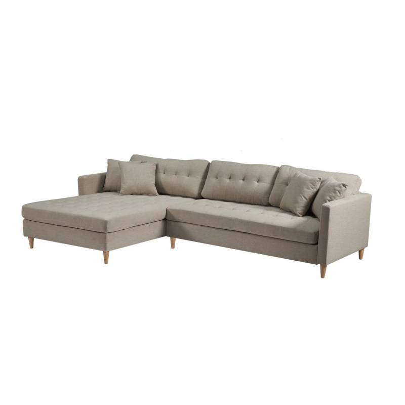 ebuy24 Marino Deluxe Chaiselongsofa Rechts oder Links Gewendet mit Kissen Stoff Sandfarben von ebuy24