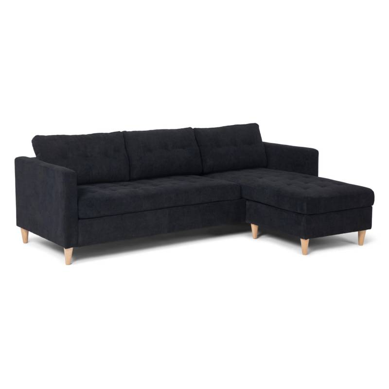 ebuy24 Marino Sofa AB3 Chaiselongue Rechts oder Links Gewendet in Samt Schwarz von ebuy24
