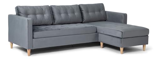 ebuy24 Marino Sofa BA1, Chaiselongue rechts oder Links gewendet (Velour grau) von ebuy24