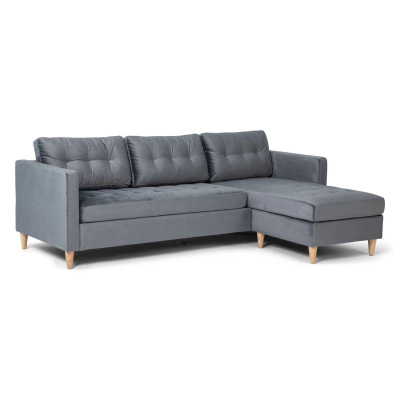 ebuy24 Marino Sofa BA3 Chaiselongue Rechts oder Links Gewendet in Velour Grau von ebuy24