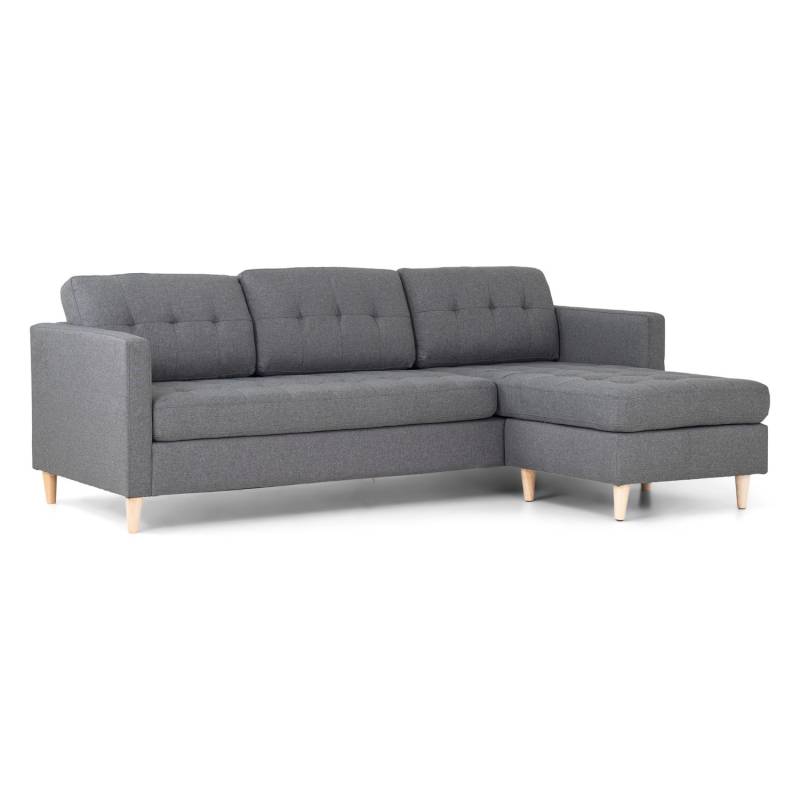 ebuy24 Marino Sofa Chaiselongsofa Rechts oder Links Gewendet in HellGrauen Stoff mit Holzbeinen von ebuy24