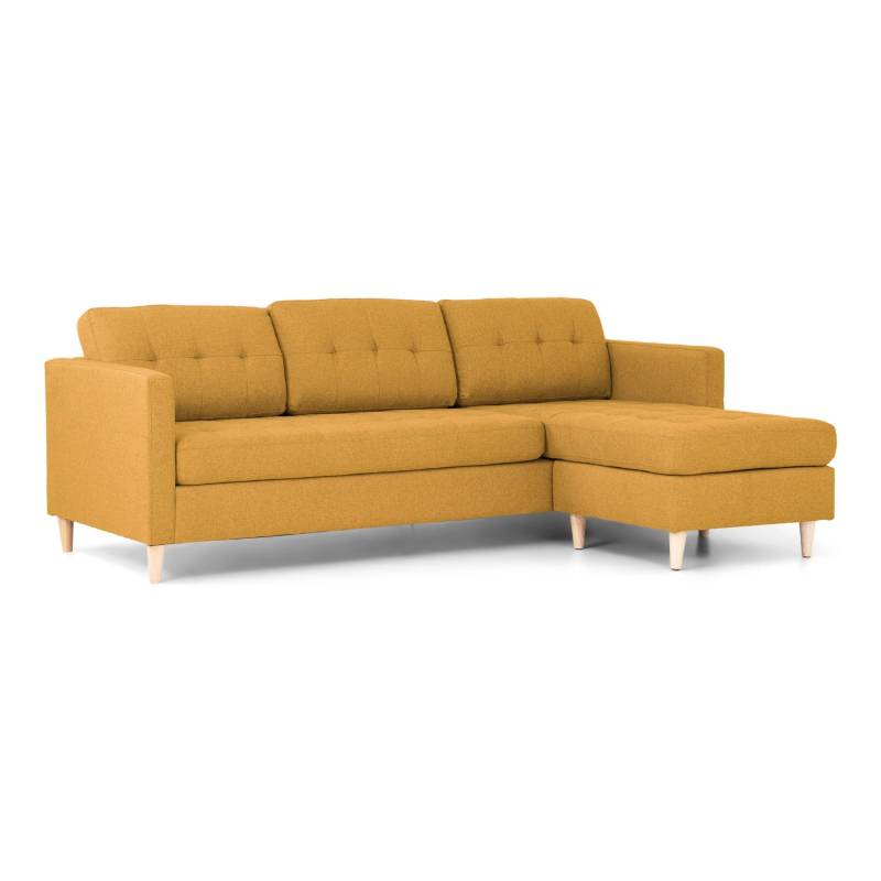 ebuy24 Marino Sofa Chaiselongsofa Rechts oder Links Gewendet in Stoff Currygelb mit Holzbeinen von ebuy24