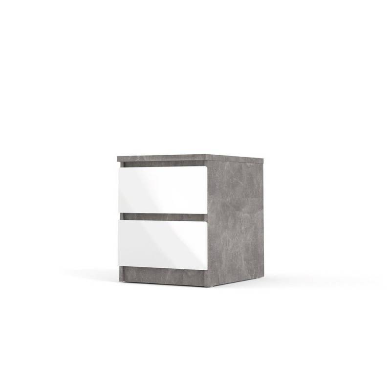 ebuy24 Nachttisch Nada Nachttisch mit 2 Schubladen, beton dekor,wei (1-St) von ebuy24