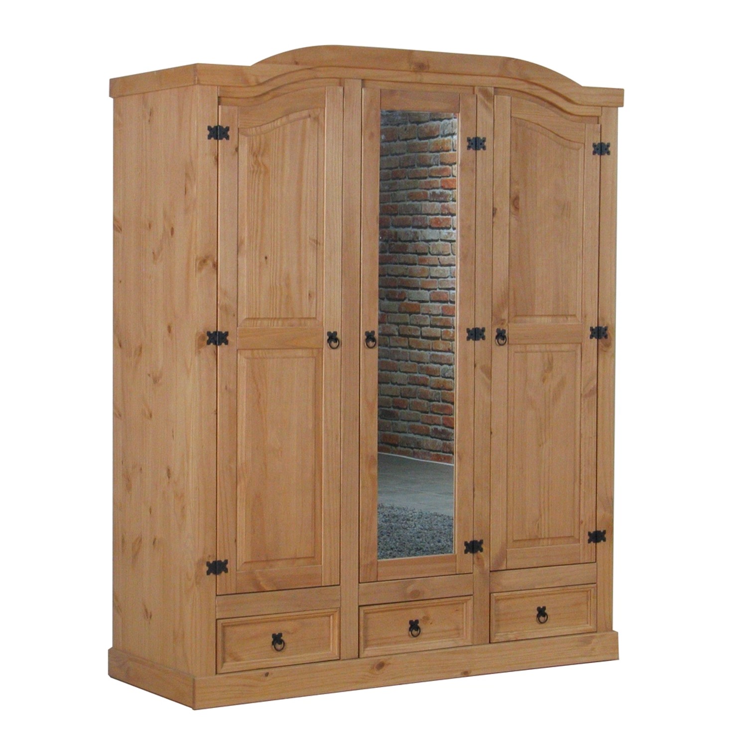 ebuy24 New Mexico Kleiderschrank 3-türig mit einer Spiegeltür 2 Getäfelten Türen und 3 Schubladen Gelaugt Gewachst ebuy24 New Mexico Kleiderschrank 3-türig mit einer Spiegeltür 2 Getäfelten Türen und 3 Schubladen Gelaugt Gewachst von ebuy24