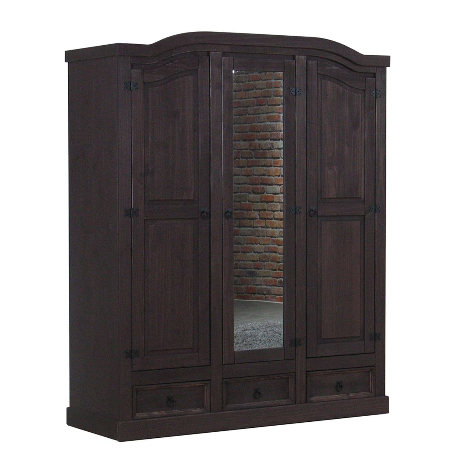 ebuy24 New Mexico Kleiderschrank 3-türig mit einer Spiegeltür 2 Getäfelten Türen und 3 Schubladen in Kolonial Gebeizt Gewachst ebuy24 New Mexico Kleiderschrank 3-türig mit einer Spiegeltür 2 Getäfelten Türen und 3 Schubladen in Kolonial Gebeizt Gewachst von ebuy24