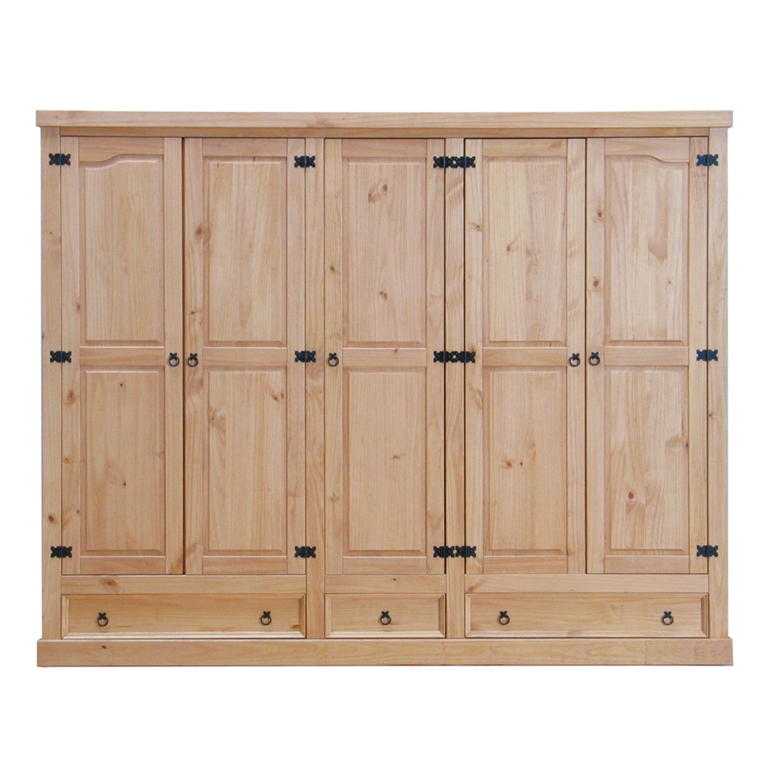 ebuy24 New Mexico Kleiderschrank 5-türig mit 3 Schubladen Gelaugt Wachs von ebuy24