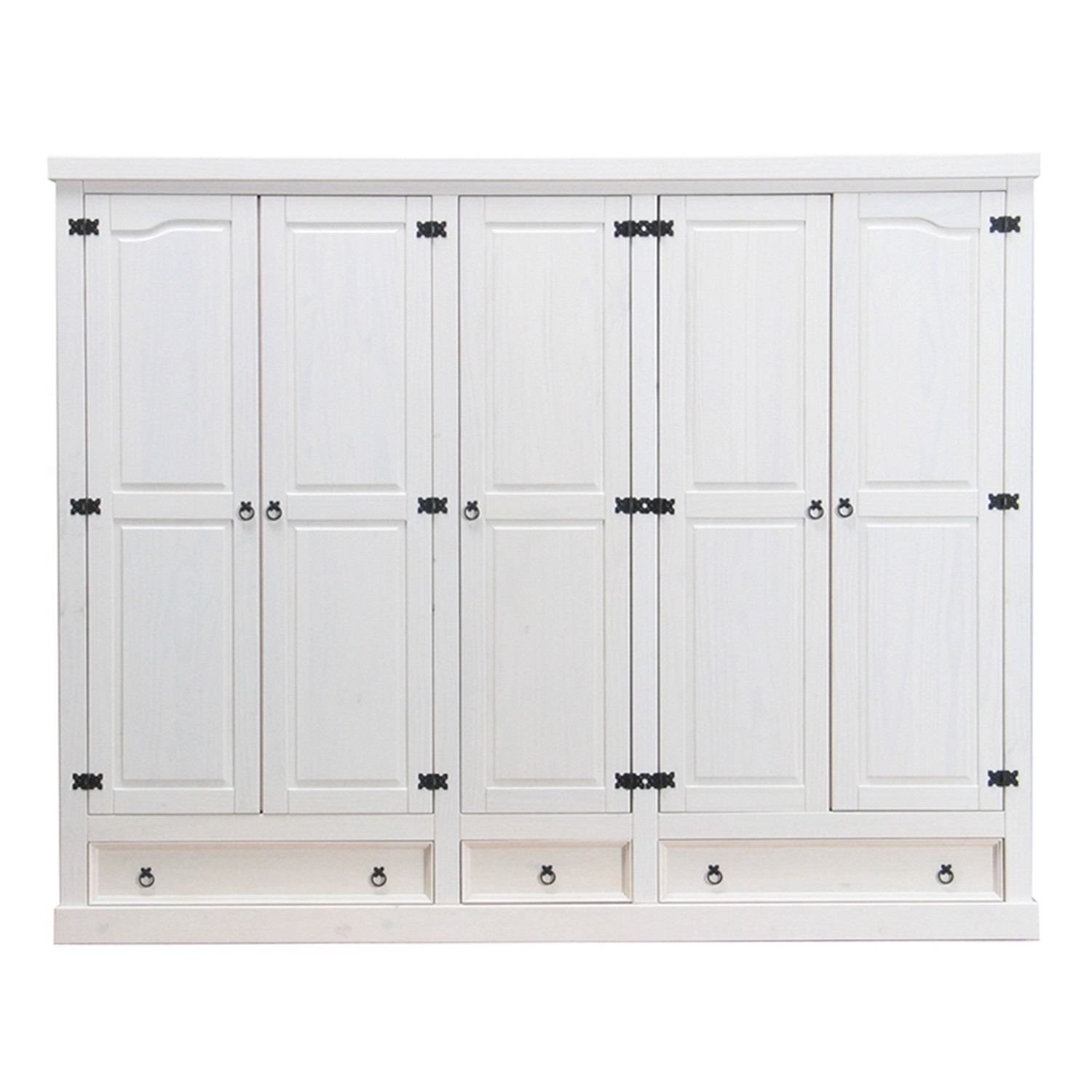 ebuy24 New Mexico Kleiderschrank 5-türig mit 3 Schubladen Weiß Wachs ebuy24 New Mexico Kleiderschrank 5-türig mit 3 Schubladen Weiß Wachs von ebuy24
