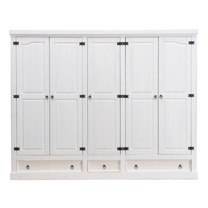 ebuy24 New Mexico Kleiderschrank 5-türig mit 3 Schubladen Weiß Wachs von ebuy24