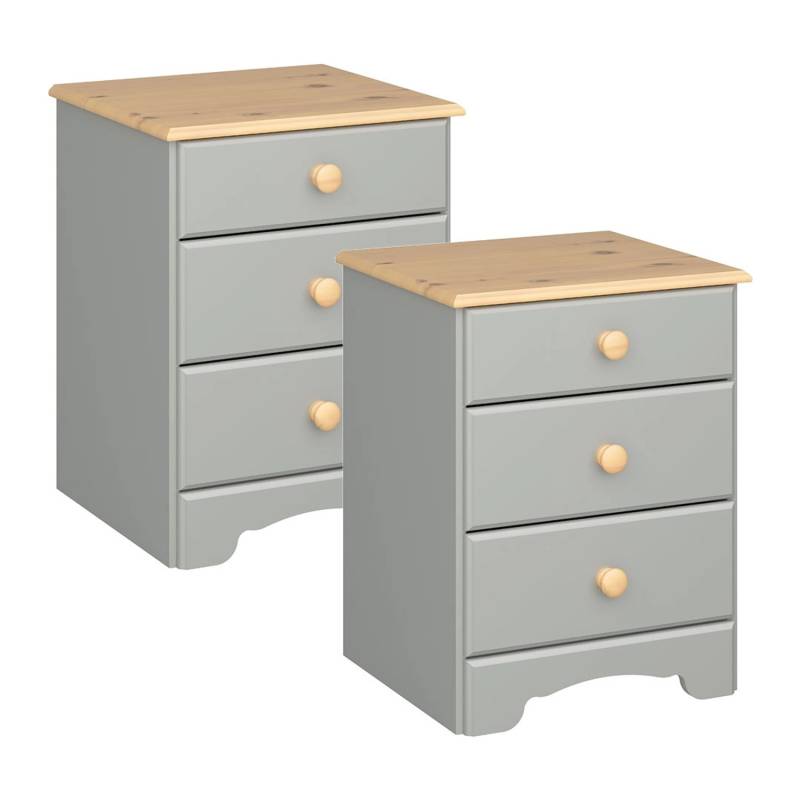 ebuy24 Nilon Nachttisch 2 Stk 3 Schubladen Grau Golden von ebuy24