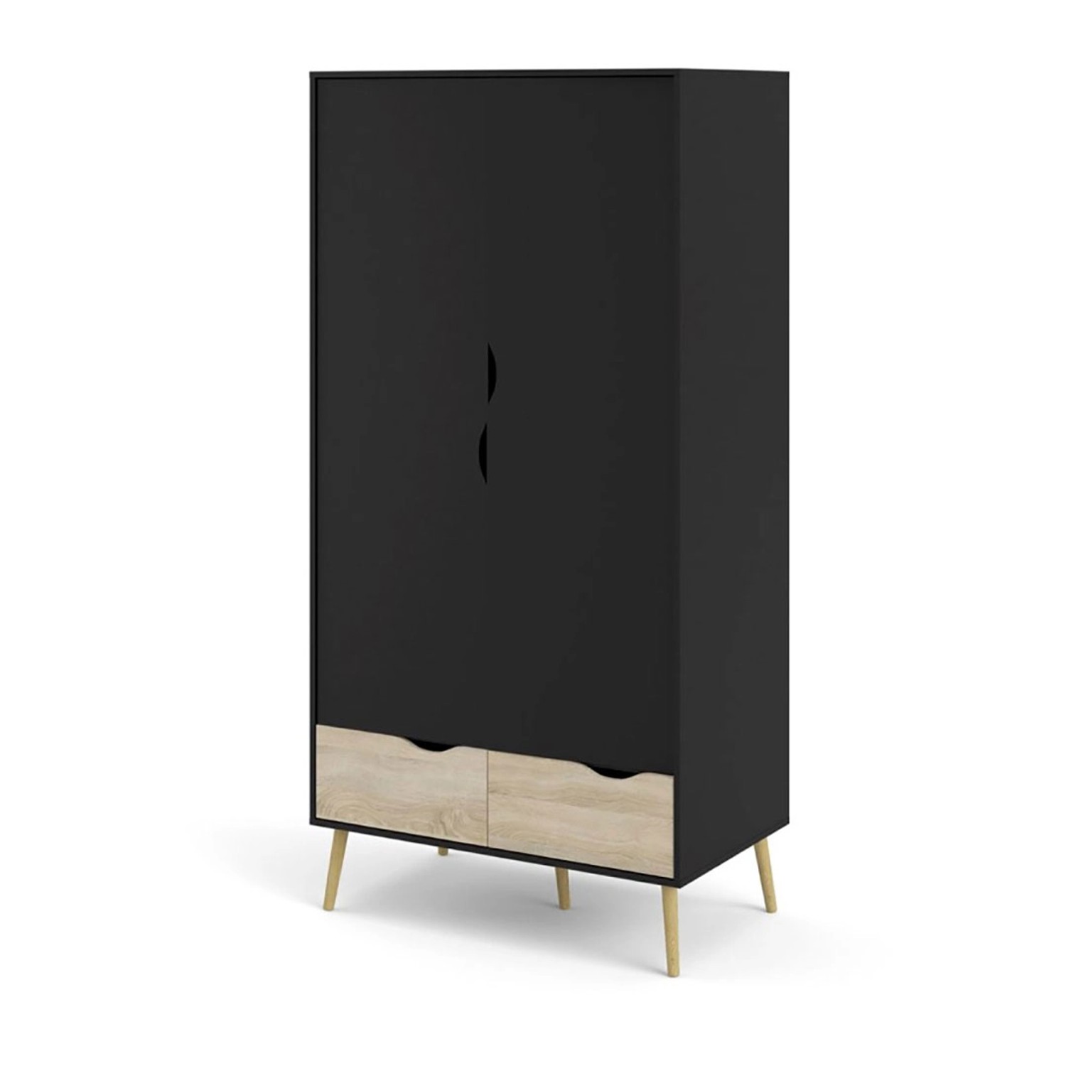 ebuy24 Olon Kleiderschrank 2 Türen 2 Schubladen Mattschwarz Eiche Dekor ebuy24 Olon Kleiderschrank 2 Türen 2 Schubladen Mattschwarz Eiche Dekor von ebuy24