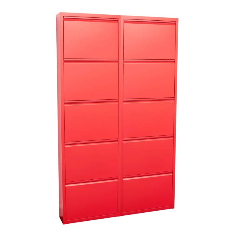 ebuy24 Pisa Schuhschrank mit 10 Klappen in Metall Rot von ebuy24