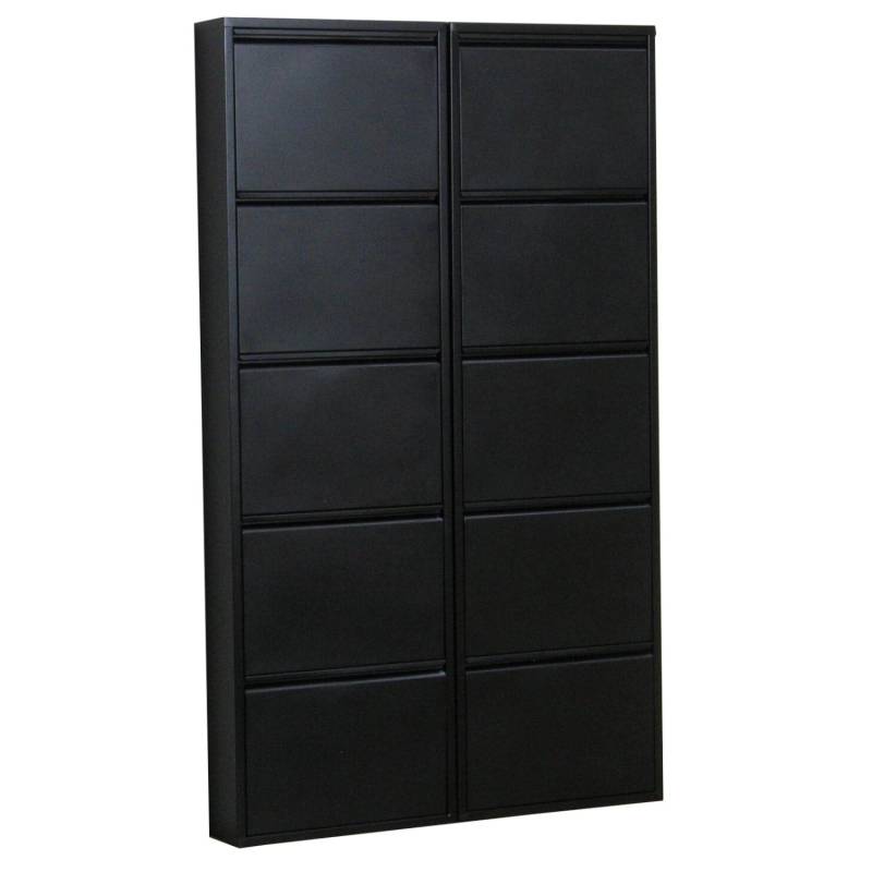 ebuy24 Pisa Schuhschrank mit 10 Klappen in Metall Schwarz von ebuy24