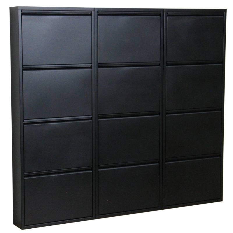 ebuy24 Pisa Schuhschrank mit 12 Klappen in Metall Schwarz von ebuy24