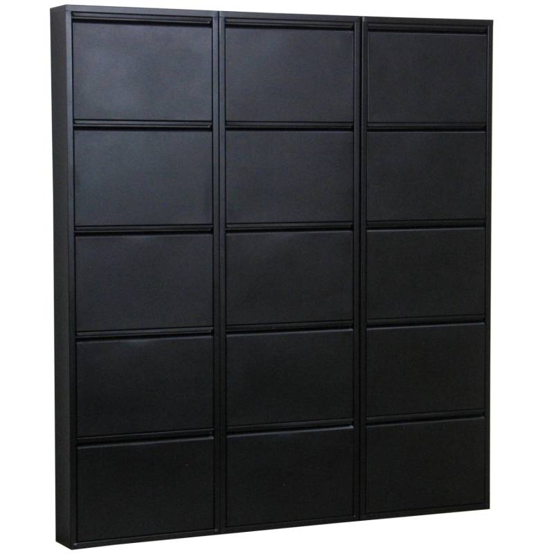 ebuy24 Pisa Schuhschrank mit 15 Klappen in Metall Schwarz von ebuy24