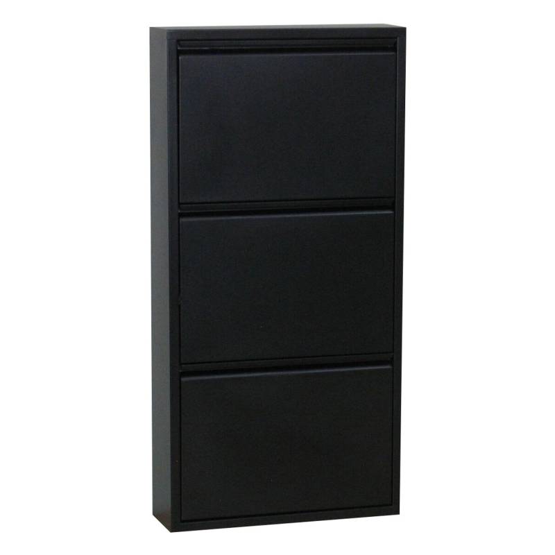 ebuy24 Pisa Schuhschrank mit 3 Klappen in Metall Schwarz von ebuy24