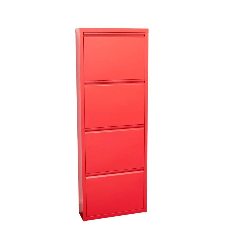 ebuy24 Pisa Schuhschrank mit 4 Klappen in Metall Rot von ebuy24