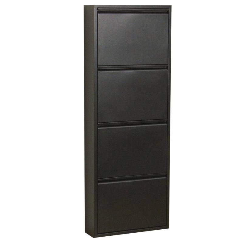 ebuy24 Pisa Schuhschrank mit 4 Klappen in Metall Schwarz von ebuy24