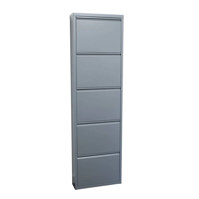 ebuy24 Pisa Schuhschrank mit 5 Klappen in Metall Grau von ebuy24