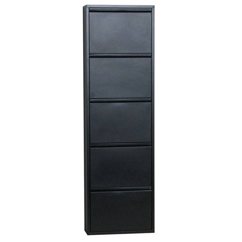 ebuy24 Pisa Schuhschrank mit 5 Klappen in Metall Schwarz von ebuy24