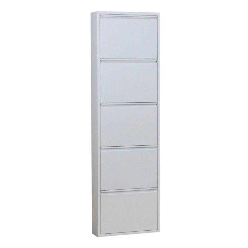 ebuy24 Pisa Schuhschrank mit 5 Klappen in Metall Weiẞ von ebuy24